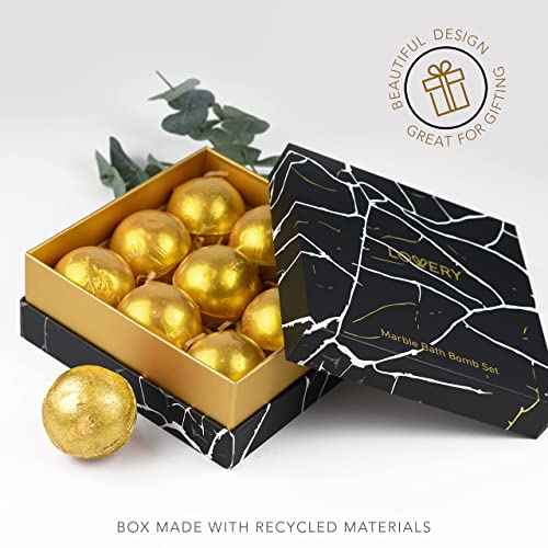 Birthday Gifts, 24K Gold Bath Bombs Set, Deluxe Marble Bath Bomb Gift Set, 9 Bath Bombs for Women & Men, Perfect for Bubble & Spa Bath, Natural Scents, Vanilla Coconut, Lavender, Jasmine & More