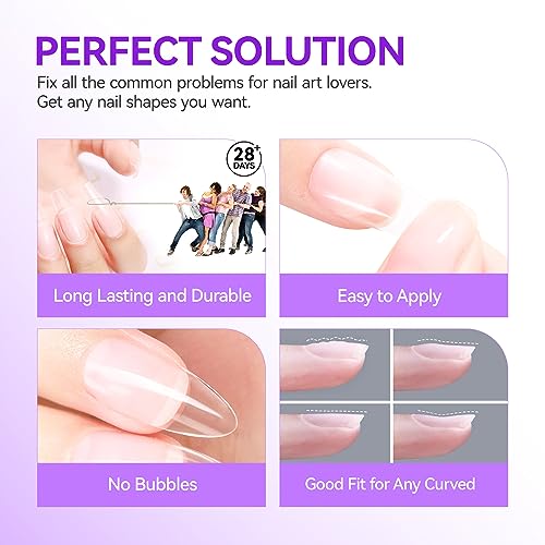 Gelike EC Gel Nail Glue for Press On Nails: 6 in 1 Strong UV Nail Glue for Nail Tips and Acrylic Fake Nail - Long Lasting 28 Days Quick Dry - Beginner Friendly DIY for Home Salon