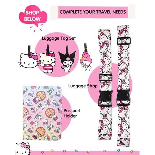 Hello Kitty Travel Pouch 3-Pack Official License, Zipper Pouch Set of 3 in Different Sizes, Makeup Bag