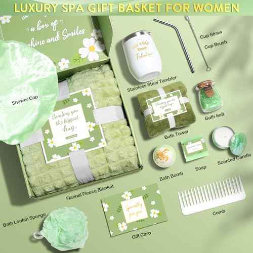 Self Care Gifts for Women, Get Well Soon Gifts Basket Care Package, Birthday Gifts Box for Women, Relaxing Bath Spa Gifts Set, Thinking of You Surgery Recovery Gift for Her Mom Girl Friend Sister Wife