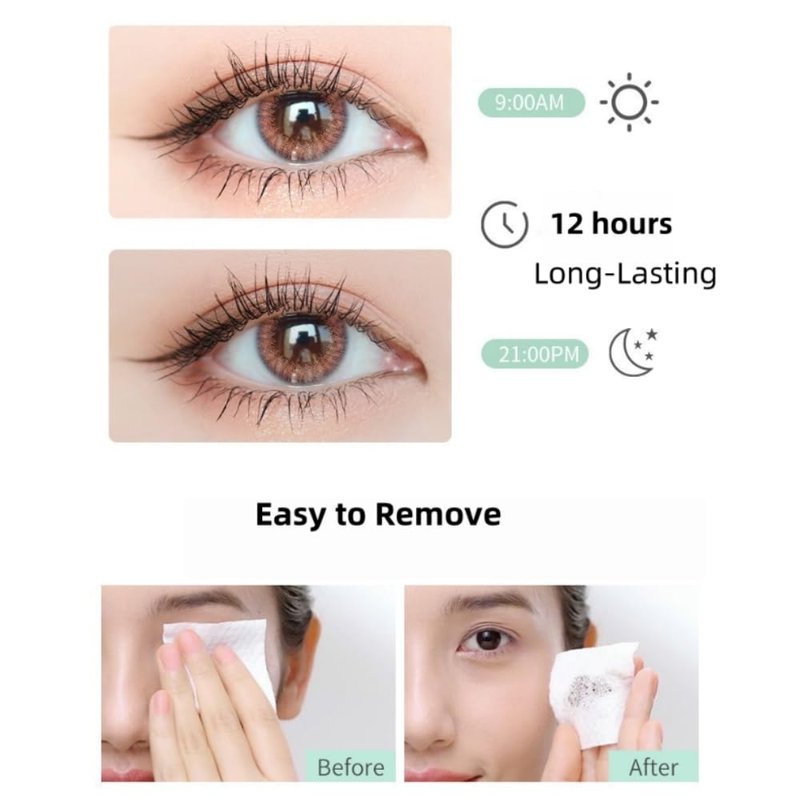 Waterproof Mascara with Fine Brush, Black Mascara for Short/Sparse Eyelash, Long-lasting, Natural, Lengthening and Thickening