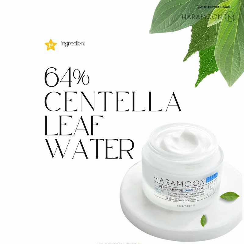 HARAMOON Centella Moisturizing Cream - Vegan K-Beauty for Stressed and Sensitive Skin, 50mL - Deep Moisture Barrier Protection with Ceramide and Beta Glucan