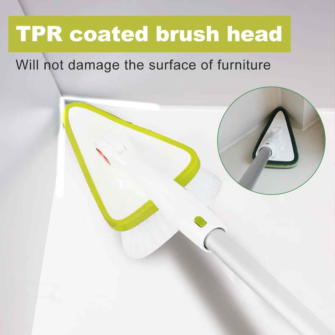 CQT 2 in 1 Bathroom Cleaning Brush with 48" Extendable Long Handle Detachable Scrub Brush with 2 Scrubber Heads and 2 Scouring Pad Head for Cleaning Bathtub Shower Bathroom Wall Bathtub Floor