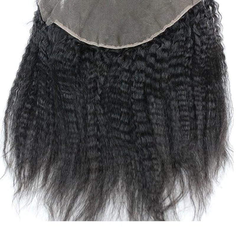 Dreambeauty 13¡¿6" Transparent Full Lace Frontal Closure Kinky Straight Ear to Ear Free Part Unprocessed Brazilian Virgin Human Hair Extensions With Baby Hair Bleached Knots Natural Color (20 Inch)