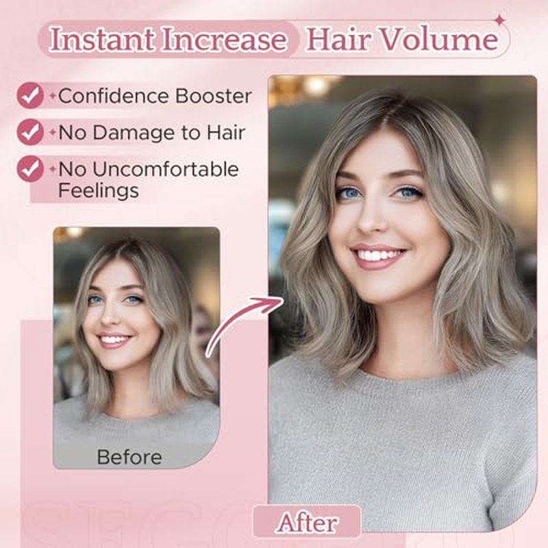 Hair Toppers for Women Real Human Hair with No Bangs 3.1¡¿3.9 Inch Silk Base Clip-In Topper Natural Looking Hairpieces for Women£¨12 Inch,Light Grey£©