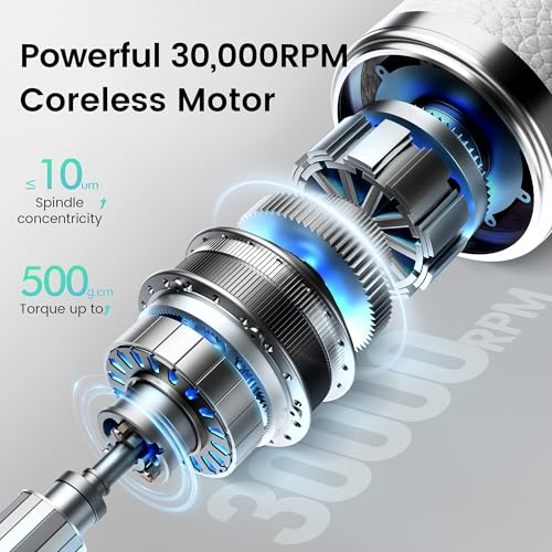 L'UGX Professional Nail Drill 30000RPM, Cordless Rechargeable Electric Nail File for Acrylic Nails Gel Polishing, Efile Nail Kit for Manicure Pedicure, Low Noise Low Vibration, 7Pcs Drill Bits, Pink