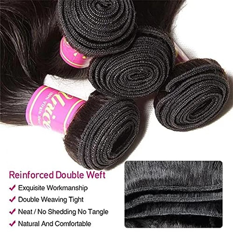UNice Hair Icenu Series 10A Brazilian Body Wave Virgin Hair 3 Bundles 100% Human Hair Weave Extensions Natural Color 95-100g/piece (10 12 14)