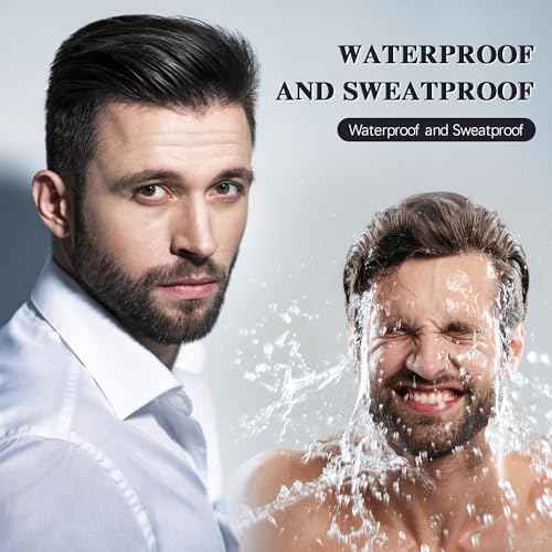 Long-Lasting Water-Resistant Black Men's Beard Grooming Kit - Micro-Fork Tip Pen, Bristle Brush for Natural Looking Mustache, Eyebrows, and Facial Hair Styling