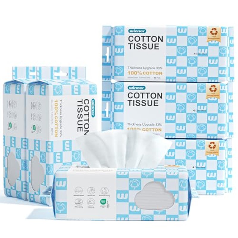 Winner Soft Face Towels, Upgraded Thicker 100% USDA Biobased Facial Towels with Hangable Design, Unscented and Gentle on Sensitive Skin, Disposable Facial Towelettes (480 Count, Pack of 6)