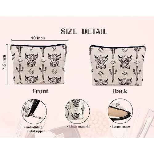 Western Cow Makeup Bag,Western Cow Gifts For Women,Cowgirl Stuff For Women,Cowgirl Gifts