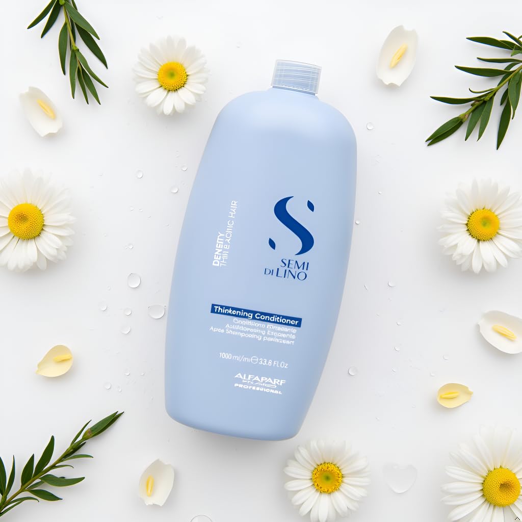 Alfaparf Milano Semi Di Lino Density Conditioner - Sulfate-Free, Detangling & Moisturizing for Thin Hair with Filler Complex - Provides Softness & Added Volume (33.8 Fl Oz)