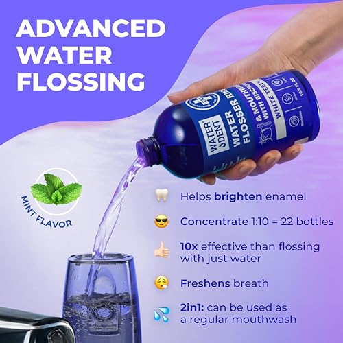 Concentrated Water flosser Rinse & mouthwash Teeth WHITENING | Add to Water Flossers| Fruit Flavor | 2 Pack = 33.8 fl.oz | Peroxide Free. Made in USA