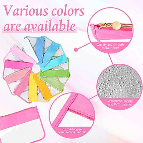12 Pieces Clear Zipper Pouch for Travel Nylon Makeup Bag Waterproof Snack Stuff Pouches Cute Purse Cosmetic Bags for Women Girls Gifts