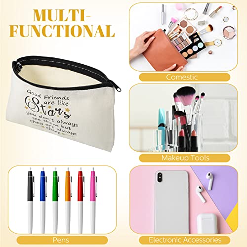 18 Pieces Friendship Gifts for Women Good Friends Are Like Stars Cosmetic Bags Birthday Christmas Gifts for Friends Roommate, BFF, Female, Lady, Travel Toiletry Organizer Makeup Pouch with Zipper