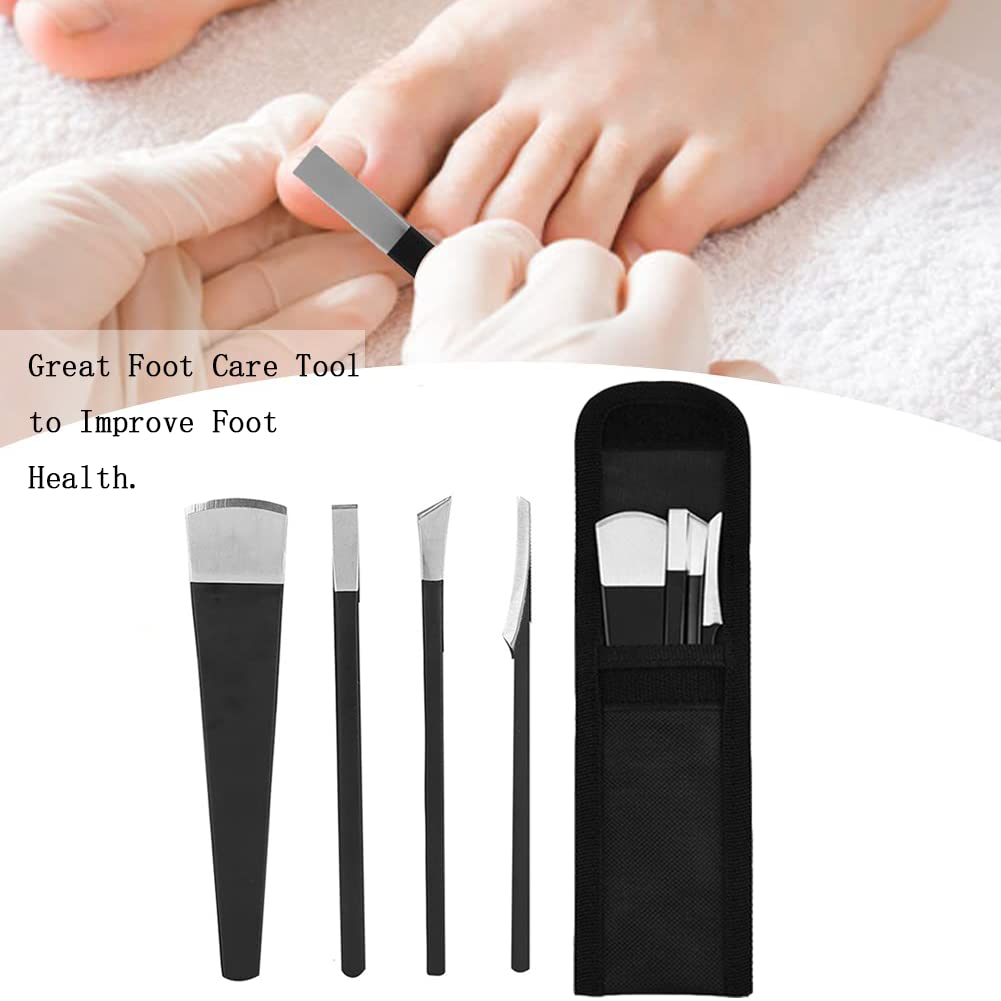 Watris Veiyi 4PCS Pedicure Knife Set, Ingrown Toenail Removal Kit, Pedicure Callus Shaver Tools, Professional Foot Scraper, Steel Foot Care for Dead Skin Corn Foot Remover Foot File Rasp (6.3in)