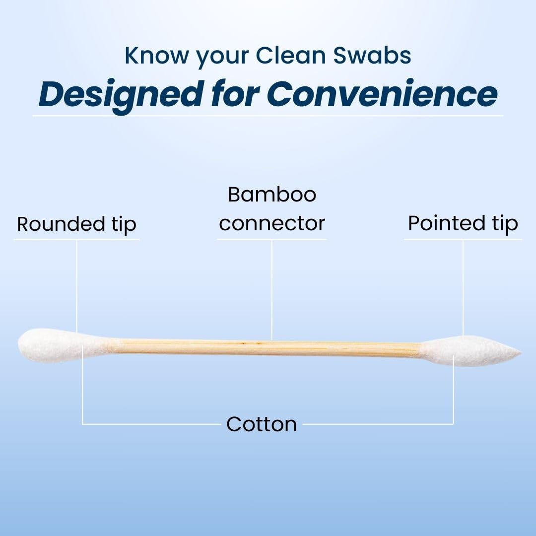 Clean Skin Club Clean Swabs | 6 Pack Total 3000 Count | One Pointed Tip | Biodegradable + Organic Cotton & Bamboo | Makeup & Nail Polish Touch-ups | Chlorine-Free & Hypoallergenic