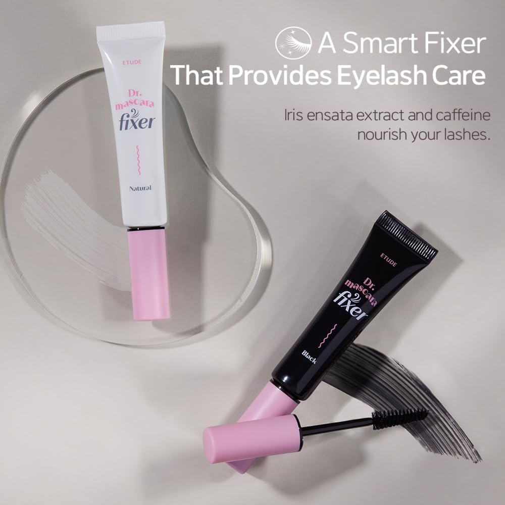 ETUDE Dr. Mascara Fixer, Black Mascara, Korean Mascara Fixer, Long-Lasting Wax Formula, All-Day Curl Hold, Smudge-Proof, Korean Makeup, Beauty, Vegan Certified (0.21 Fl Oz)