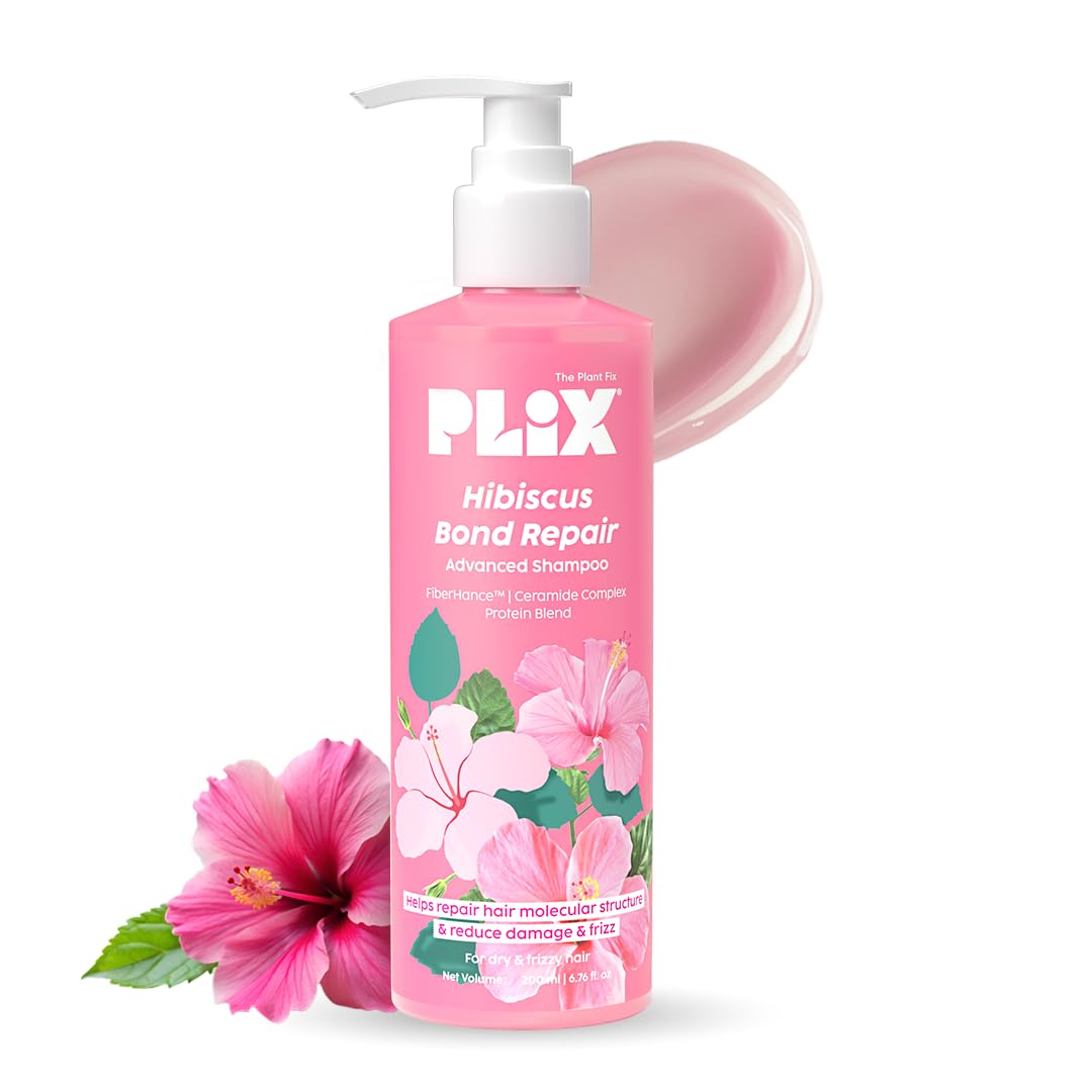 Plix Hibiscus Bond Repair Shampoo | Repairs Hair Structure & Reduces Breakage, 6.76 fl oz
