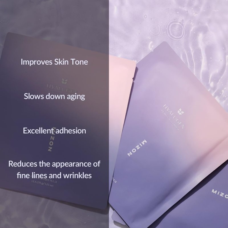 MIZON Hyalugen Pearl Jelly Face Mask (5 Pack) – with Collagen & Hyaluronic Acid Korean Beauty Full Face Sheet Mask Glowy Pearl Finish