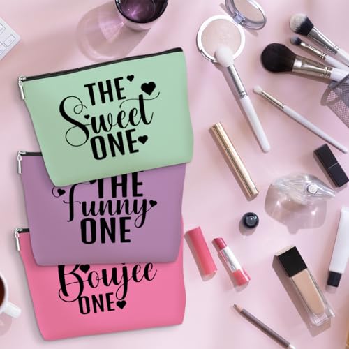 3 Pcs Cosmetic Bags for Women Makeup Bag Toiletry Bag Funny Girls Trip Gifts Favors Girls Weekend Bachelorette Party Bestie Best Friend Friendship Gifts for Women Sister Mom, Pink Purple Green