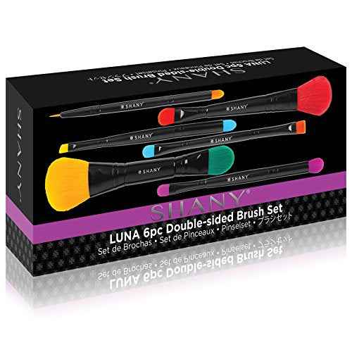 SHANY Vegan Makeup Brushes - 6 PC Double Sided Travel Make up Brushes with Brush storage Pouch - Old Style