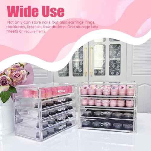 4 Tier Nail Art Decoration Storage Box£¬Acrylic Make Up & Jewelry Organizer with Drawers, Cosmetic Storage for Dresser Countertop and Bathroom£¬Beauty Holder for Lipstick Brush