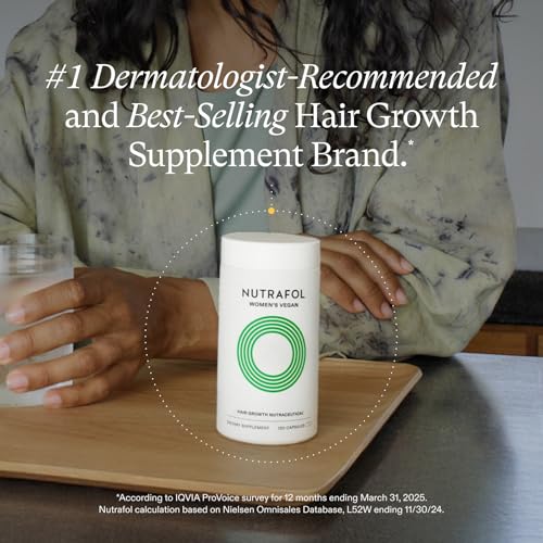 Nutrafol Women's Hair Growth Supplements, for Women 18-44 Years Old, Clinically Tested for Visibly Thicker, Stronger Hair, 100% Vegan Ingredients, Dermatologist Recommended - 1 Month Supply, 1 Pouch