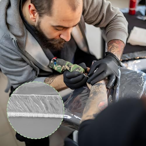 50 Pcs Disposable Tattoo Tray Covers,Salon Tray Cover,Transparent Contraction Tattoo Arm Rest Clean Plastic Pad Covers,Salon Table Station Machine Equipment Cover Wrap,Suitable for 18 x 13 Inch Trays