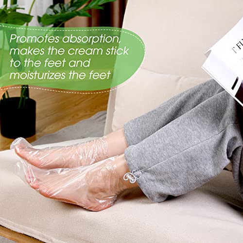 1500 Pcs Disposable Plastic Foot Covers for Feet Paraffin Bath Liners for Foot Pedicure Moisturizing Socks Spa Feet Care Hot Wax Therapy Booties Bags Covers with Stickers for Snug Closure