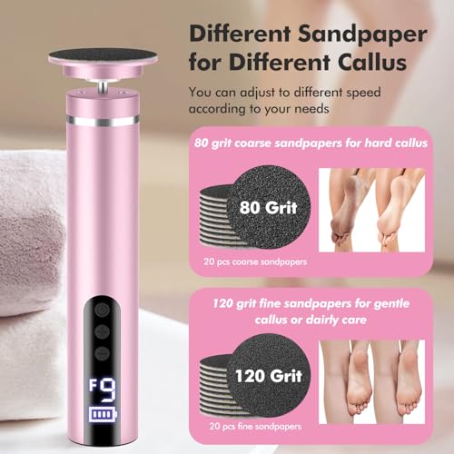 2 in 1 Electric Foot Callus Remover & Nail File Cordless, 16000RPM Professional Pedicure Tools for Feet Dead & Cracked Skin, Rechargeable 9 Speed Adjustable Foot Sander, Christmas Gifts for Women/Mom