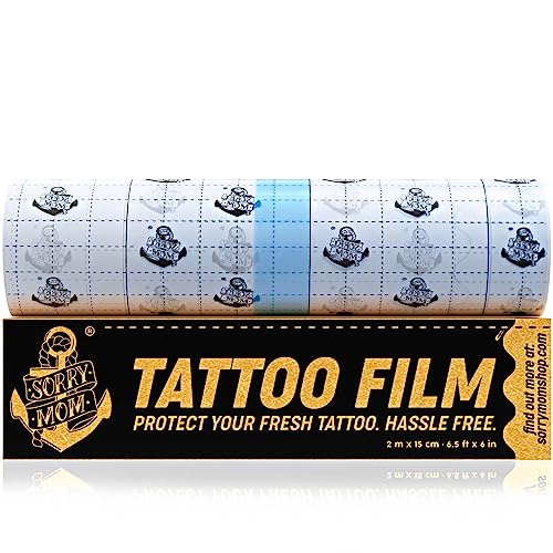 Sorry Mom Tattoo Aftercare Bandage - Clear Tattoo Bandage Waterproof, Adhesive Tattoo Wrap - Tattoo Healing Wrap - Tattoo Film Protection - Second Skin Tattoo Cover 6.5 ft x 6 in