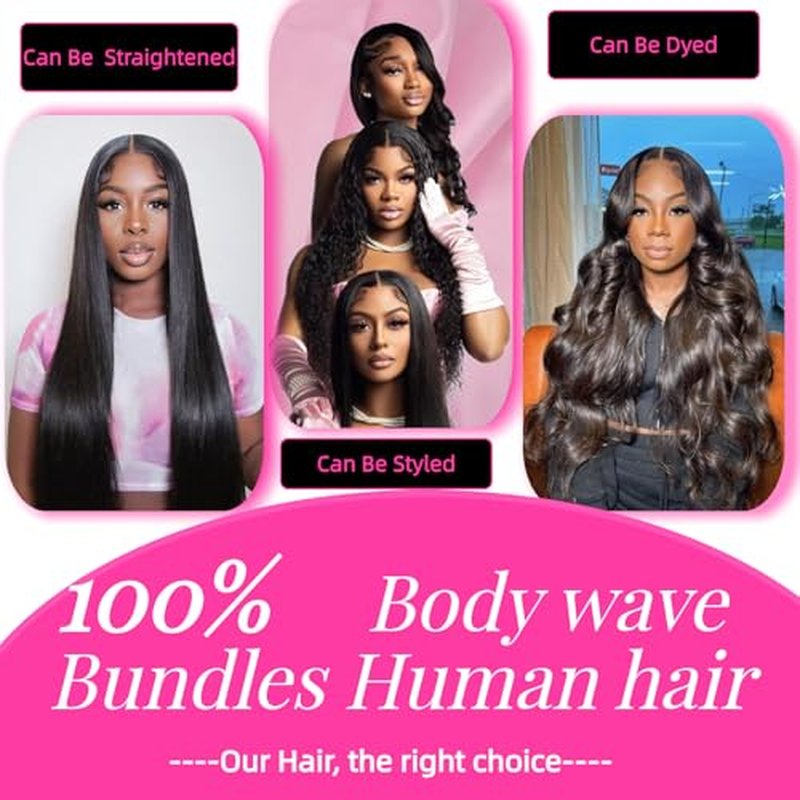 Body Wave Bundles Human Hair 12A Human Hair Bundles 18 20 22 IN 100% Unprocessed Brazilian Virgin Hair 3 Bundles Double Weft Hair Extensions Real Human Hair Natural Black For Woman 18 20 22 IN