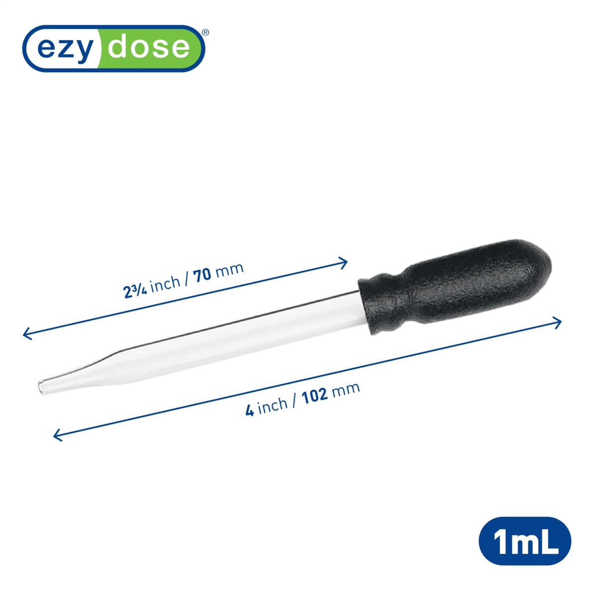 EZY DOSE Ear and Eye Medicine Dropper for Liquid Medicine, 1ml Capacity Glass, Deliver Correct Dose, 12 Count, Convenient and Easy to Use, BPA Free, Made in The USA