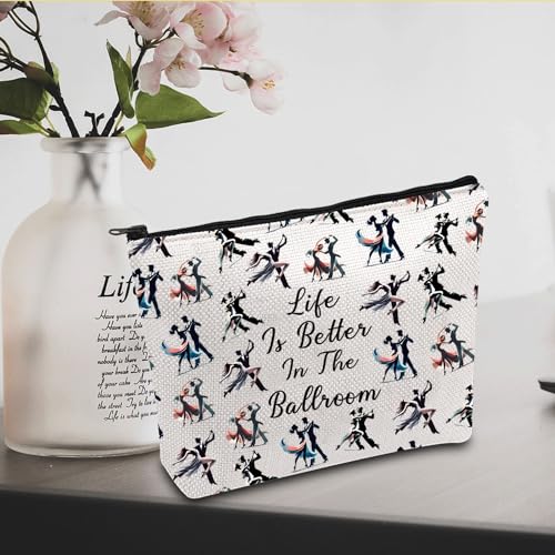 JXGZSO Dance Lover Life Is Better in the Ballroom Makeup Bag - Ballroom Dance Organizer for Tango Dancer