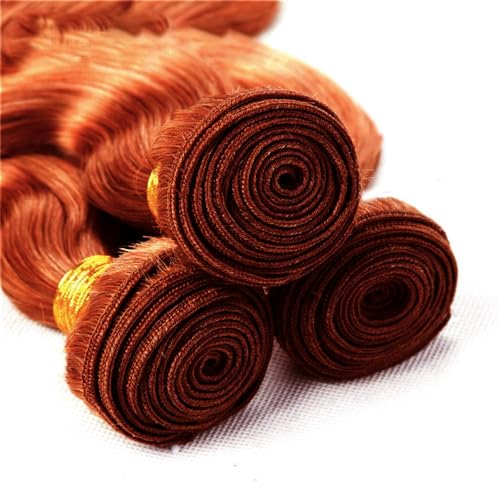 Copper Bundles Human Hair Reddish Brown Body Wave Bundles Hair Extensions 22 22 22 Inch Grade 8A Brazilian Virgin Remy Hair 3 Bundles Double Weft Color #33 Bundles Hair Weave