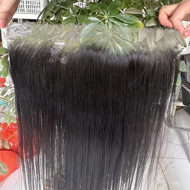 13x6 HD Swiss Lace Melt Skin Lace Closure Long Deep Parting Raw Hair Materials Straight Style Much Fuller with Natural Hair Line Human Hair Natural Black Color (16inch, HD 13x6 lace frontal)