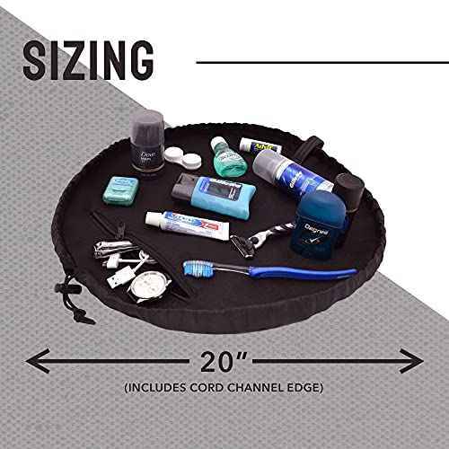 Lay-n-Go Drawstring Toiletry Bag - Water-Resistant 4-In-1 Lay Flat Toiletry Bag - Durable, Easy-To-Clean Travel - For Men & Women - Machine Washable & Compact (20", Grey)