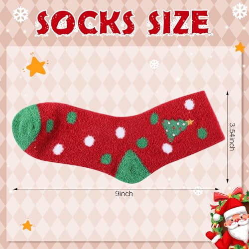 Suhine 3 Pair Christmas Aloe Infused Ultra Moisturizing Socks Colorful Patterns Fuzzy Christmas Socks Aloe Vera Socks for Spa (Cute)