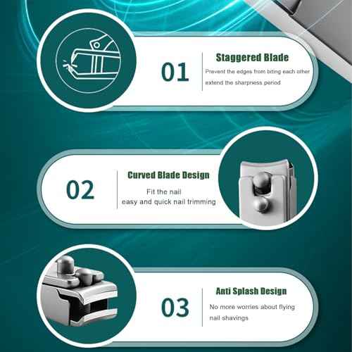 Nail Clippers Set,4pcs Anti Splash Nail Clippers with Nail File,Professional Stainless Steel Finger&Toenail Clippers Nail Cutter for Men& Women