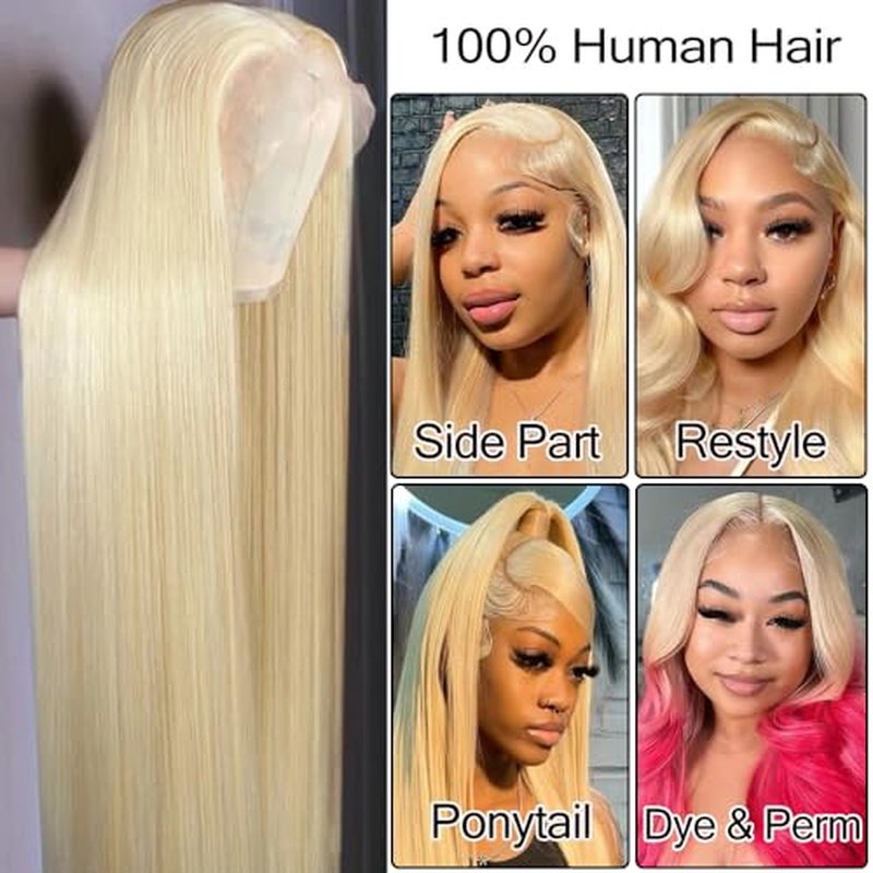 ORIGEN 613 Blonde 13x6 Lace Front Human Hair Wig Pre Plucked Straight HD Frontal Glueless Wigs with Baby Hair for Black Women 180% Density 22 Inch