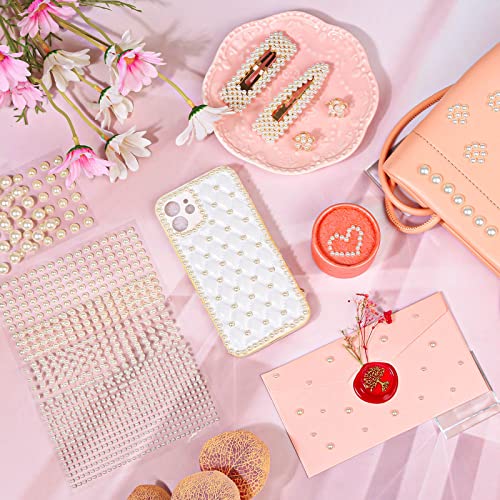 1980Pcs Self Adhesive Pearl Stickers, Shynek Pearls Sticker Gems for Hair, Face, Makeup, Eye, Nail, Crafts, Assorted Sizes