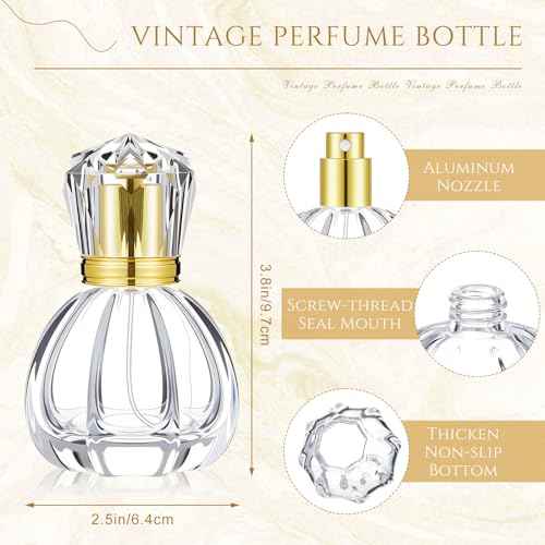 12 Pack 50ml/1.7oz Pumpkin Shape Portable Spray Perfume Bottle Empty Glass Refillable Perfume Atomizer Pumpkin Shape Antique Bottles with Refill Tool for Travel Home Decor
