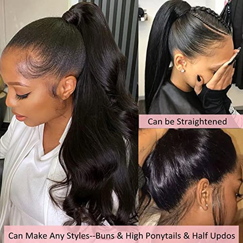 360 Full Lace Frontal Wigs Human Hair Body Wave Pre Plucked with Baby Hair Natural Hairline HD Lace Front Wig (22 Inch)