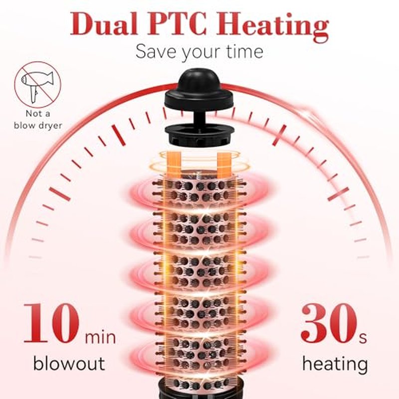 Ufree Ionic Thermal Brush, 1.5 Inch Heated Round Brush for Blowout, 30s Fast Heating Curling Brushes with 9 Temp Settings, Dual Voltage Travel Hair Styling Tool, Not Blow Dryer
