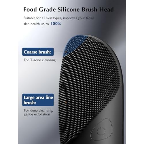 COSLUS Face Scrubber Facial Cleansing Brush: Silicone Portable Waterproof Rechargeable Face Wash Brush, 4 Cleansing Modes, Electric Face Exfoliator for Men Women Cleaning, Exfoliating, Massaging