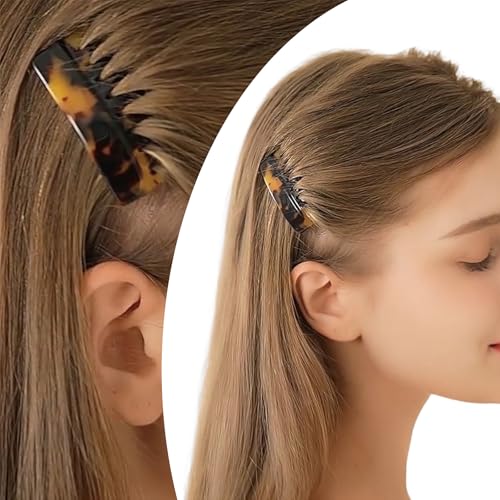 Hair Side Combs - Small French Side Hair Comb Clips for Women Decorative French Twist Hair Styling Accessories -4 Pcs (Tortoise, Brown)