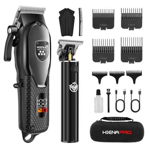 HIENA PRO Professional Hair Clippers Set for Men,Cordless Rechargeable Clippers Set and Trimmers Kit, Haircut Clipper Set for Barbers with LED Display, Gifts for Men