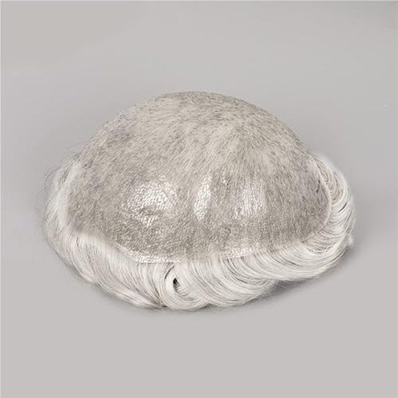 Amiable Toupee for Men, Hairpieces Mens Wig Human Hair Replacement System 0.04mm PU Thin Skin Black Male Hair Units mens toupee huaman hair (vloop0.04-0.06mm, #59)