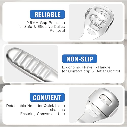 MIUKAA Callus Shaver Kit with 10 Blades, Callus Remover for Feet & Hands, Professional Dead Skin and Corn Removal Tool, Heel Scraper for Cracked Heels - Pedicure Tools for Smooth Feet