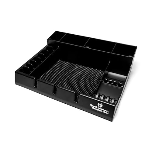 Gentlemen Republic Barber Station Organizer - Multi-Compartment Countertop Tray for Clippers, Trimmers & Other Tools Storage. Ideal for Busy Barbers and Stylists, Maximize Efficiency - Black